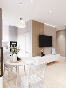 Фото № 5: Дизайн-проект двухкомнатной квартиры 46.5  м² Стиль Контемпорари для ЖК Московский