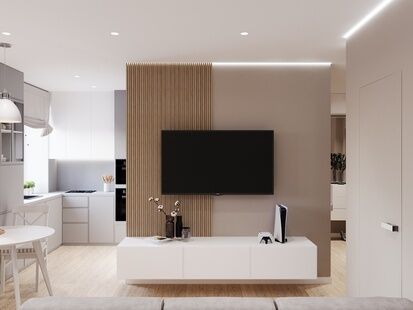 Фото № 3: Дизайн-проект двухкомнатной квартиры 46.5  м² Стиль Контемпорари для ЖК Московский