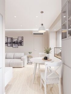 Фото № 1: Дизайн-проект двухкомнатной квартиры 46.5  м² Стиль Контемпорари для ЖК Московский