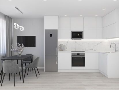 Фото № 5: Дизайн-проект однокомнатной квартиры 41.19  м² Стиль Минимализм для ЖК Happy