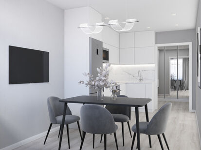 Фото № 6: Дизайн-проект однокомнатной квартиры 41.19  м² Стиль Минимализм для ЖК Happy