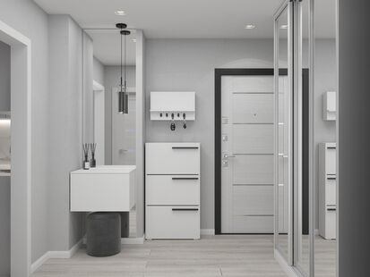 Фото № 3: Дизайн-проект однокомнатной квартиры 41.19  м² Стиль Минимализм для ЖК Happy