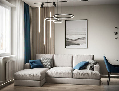 Фото № 2: Дизайн-проект трехкомнатной квартиры 68.5  м² Стиль Модернизм для ЖК Dream Tower