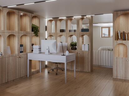 Фото № 1: Дизайн-проект коммерческого помещения 68.46  м² Современный стиль для офисного помещения