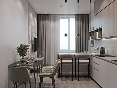 Фото № 2: Дизайн-проект трехкомнатной квартиры 65.14  м² Современный стиль для ЖК ЗИЛ АРТ