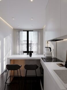 Фото № 6: Дизайн-проект однокомнатной квартиры 35.29  м² Современный стиль для цдс черная речка