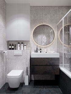 Фото № 2: Дизайн-проект однокомнатной квартиры 35.29  м² Современный стиль для цдс черная речка