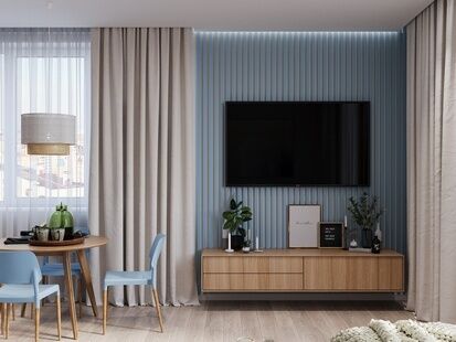 Фото № 1: Дизайн-проект двухкомнатной квартиры 42.8  м² Стиль Контемпорари для ЖК Бригантина