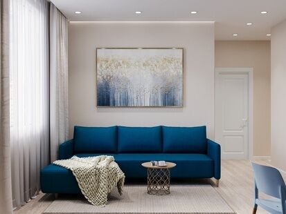 Фото № 3: Дизайн-проект двухкомнатной квартиры 42.8  м² Стиль Контемпорари для ЖК Бригантина