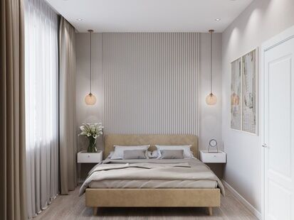 Фото № 2: Дизайн-проект двухкомнатной квартиры 42.8  м² Стиль Контемпорари для ЖК Бригантина