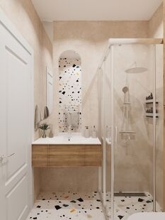 Фото № 6: Дизайн-проект двухкомнатной квартиры 42.8  м² Стиль Контемпорари для ЖК Бригантина