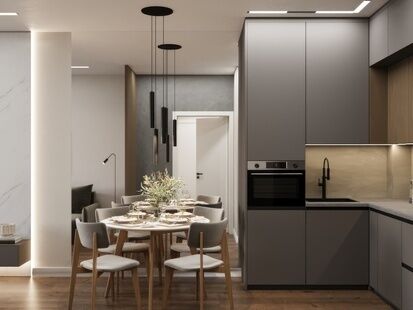 Фото № 4: Дизайн-проект двухкомнатной квартиры 57.11  м² Стиль Модернизм для ЖК Алые Паруса