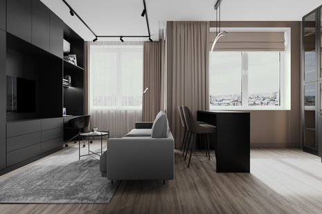 Фото № 2: Дизайн-проект двухкомнатной квартиры 49.93  м² Современный стиль для ЖК Pilot 9-18