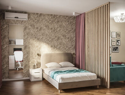 Фото № 4: Дизайн-проект двухкомнатной квартиры 66.17  м² Стиль Контемпорари для тсж большая набережная