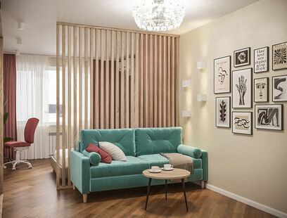 Фото № 3: Дизайн-проект двухкомнатной квартиры 66.17  м² Стиль Контемпорари для тсж большая набережная