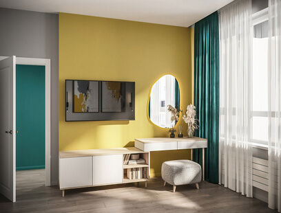 Фото № 2: Дизайн-проект однокомнатной квартиры 37.4  м² Скандинавский стиль для ЖК Прокшино