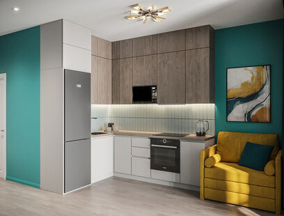 Фото № 3: Дизайн-проект однокомнатной квартиры 37.4  м² Скандинавский стиль для ЖК Прокшино