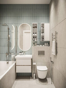 Фото № 5: Дизайн-проект однокомнатной квартиры 37.4  м² Скандинавский стиль для ЖК Прокшино