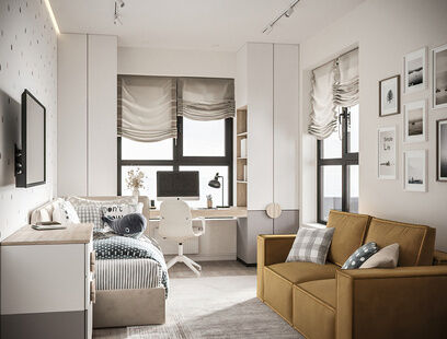 Фото № 1: Дизайн-проект трехкомнатной квартиры 53.1  м² Современный стиль для ЖК ЗИЛ АРТ