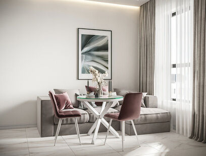 Фото № 5: Дизайн-проект трехкомнатной квартиры 53.1  м² Современный стиль для ЖК ЗИЛ АРТ