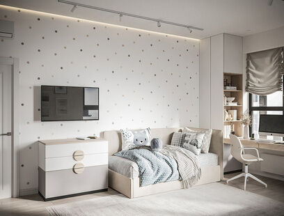 Фото № 6: Дизайн-проект трехкомнатной квартиры 53.1  м² Современный стиль для ЖК ЗИЛ АРТ