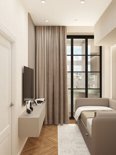 Фото № 6: Дизайн-проект трехкомнатной квартиры 50.47  м² Современная классика для ЖК Дубровка