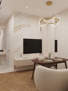 Фото № 5: Дизайн-проект трехкомнатной квартиры 50.47  м² Современная классика для ЖК Дубровка