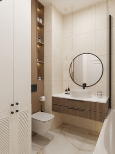 Фото № 1: Дизайн-проект трехкомнатной квартиры 50.47  м² Современная классика для ЖК Дубровка