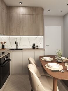 Фото № 6: Дизайн-проект однокомнатной квартиры 36.71  м² Стиль Модернизм для ЖК Московский