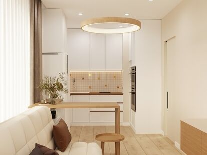 Фото № 4: Дизайн-проект двухкомнатной квартиры 44.9  м² Современный стиль для ЖК Полис Приморский