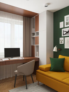 Фото № 4: Дизайн-проект трехкомнатной квартиры 55.4  м² Современный стиль для ЖК Московский