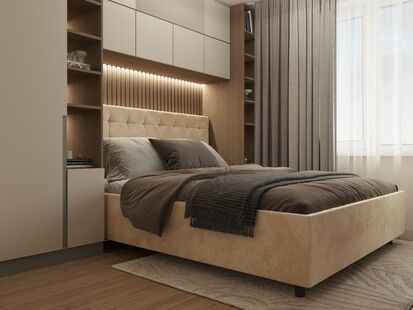 Фото № 2: Дизайн-проект спальни 9.0  м² Стиль Контемпорари для ЖК Московский