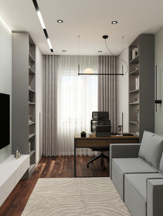 Фото № 1: Дизайн-проект кабинета 11.51  м² Стиль Модернизм для ЖК в Якутии