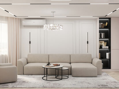 Фото № 1: Дизайн-проект двухкомнатной квартиры 68.03  м² Современная классика для ЖК в г. Одинцово