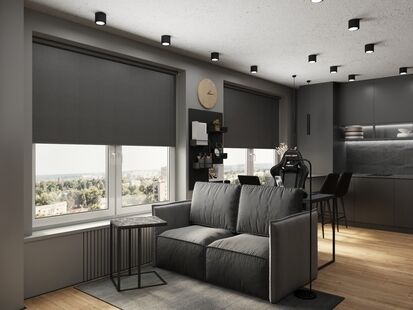 Фото № 1: Дизайн-проект двухкомнатной квартиры 33.45  м² Стиль Лофт для ЖК Бусиновский Парк