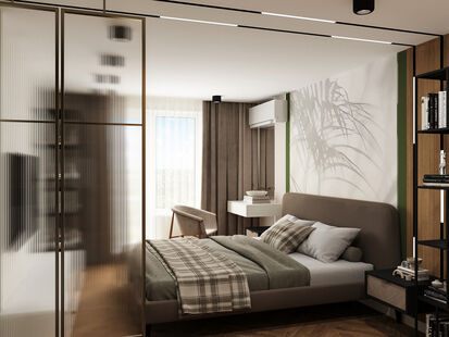 Фото № 6: Дизайн-проект спальни 19.82  м² Современный стиль для ЖК Московский