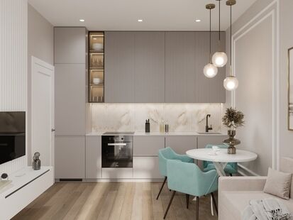 Фото № 1: Дизайн-проект трехкомнатной квартиры 60.24  м² Современная классика для ЖК Новый город