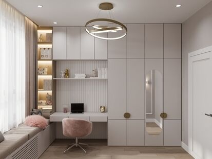 Фото № 3: Дизайн-проект трехкомнатной квартиры 60.24  м² Современная классика для ЖК Новый город