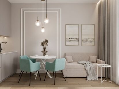 Фото № 6: Дизайн-проект трехкомнатной квартиры 60.24  м² Современная классика для ЖК Новый город