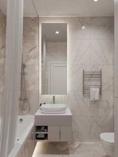 Фото № 4: Дизайн-проект трехкомнатной квартиры 60.24  м² Современная классика для ЖК Новый город