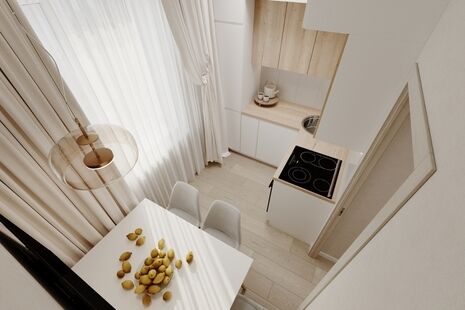 Фото № 2: Дизайн-проект трехкомнатной квартиры 64.7  м² Современный стиль для ЖК Московский