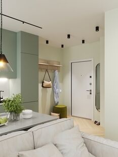 Фото № 4: Дизайн-проект двухкомнатной квартиры 44.2  м² Современный стиль для ЖК Level Нагатинская