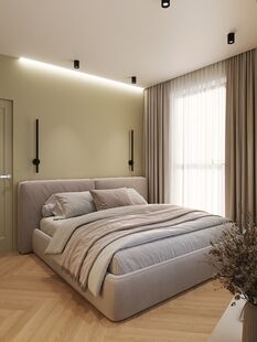 Фото № 2: Дизайн-проект двухкомнатной квартиры 44.2  м² Современный стиль для ЖК Level Нагатинская