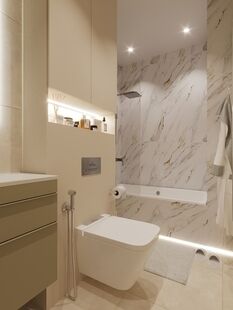 Фото № 5: Дизайн-проект двухкомнатной квартиры 44.2  м² Современный стиль для ЖК Level Нагатинская