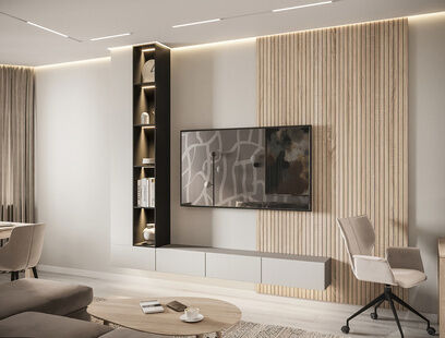 Фото № 6: Дизайн-проект трехкомнатной квартиры 79.48  м² Стиль Модернизм для ЖК Московский