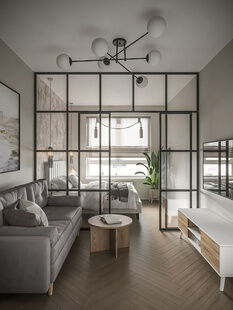 Фото № 4: Дизайн-проект двухкомнатной квартиры 39.0  м² Стиль Модернизм для ЖК в г. Краснодар