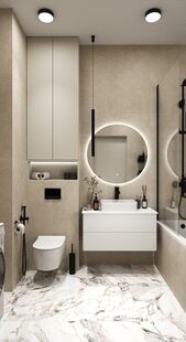 Фото № 3: Дизайн-проект четырехкомнатной квартиры 74.84  м² Стиль Минимализм для ЖК ЗИЛ АРТ