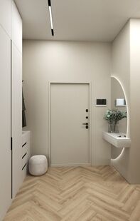 Фото № 2: Дизайн-проект четырехкомнатной квартиры 74.84  м² Стиль Минимализм для ЖК ЗИЛ АРТ