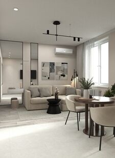 Фото № 1: Дизайн-проект квартиры-студии 33.0  м² Стиль Модернизм для ЖК Соколова 10