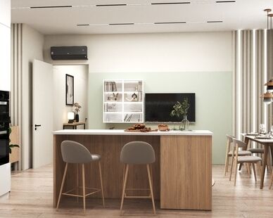 Фото № 3: Дизайн-проект четырехкомнатной квартиры 94.68  м² Скандинавский стиль для ЖК Ever